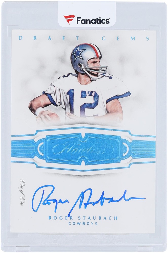 Roger Staubach Cowboys Signed 2018 Panini Flawless Draft Gems #DG-RS #1/1 Card