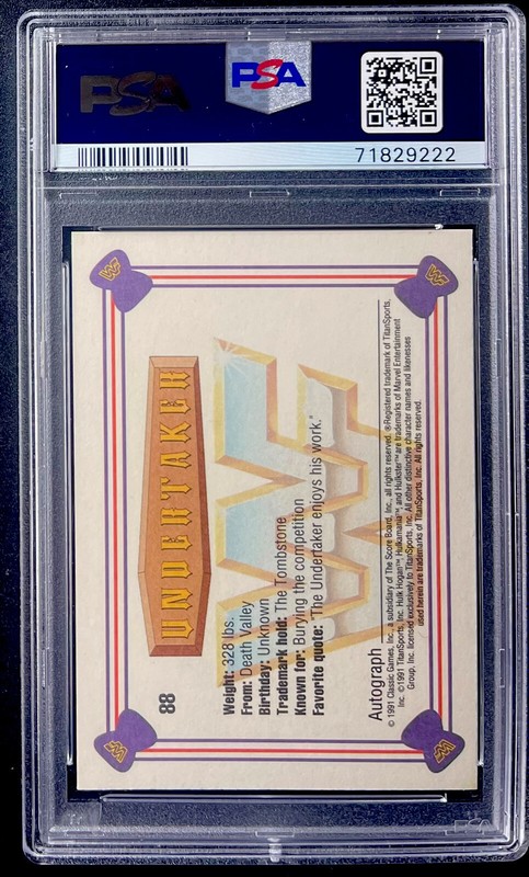 1991 Classic WWF Undertaker #88 PSA 7 Rookie RC HOF WWE Legend view 2