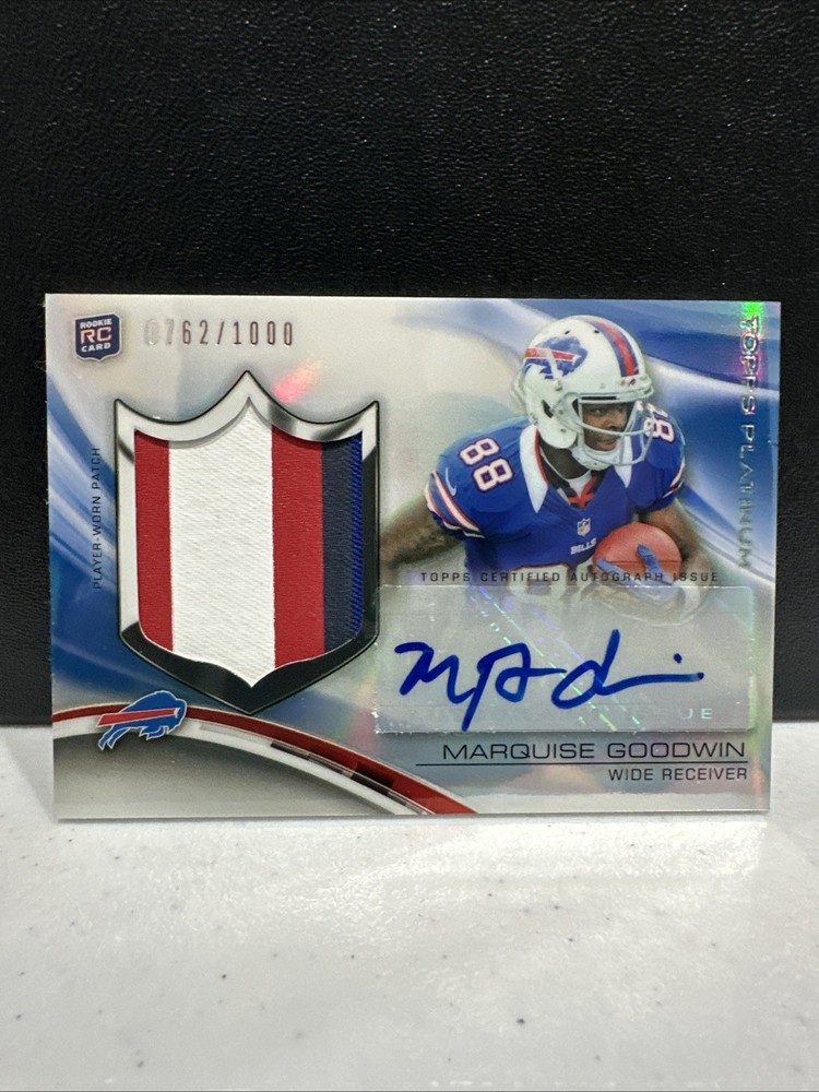 2013 Topps Platinum Rookie Refractor /1000 Marquise Goodwin 4 Color Patch Auto A