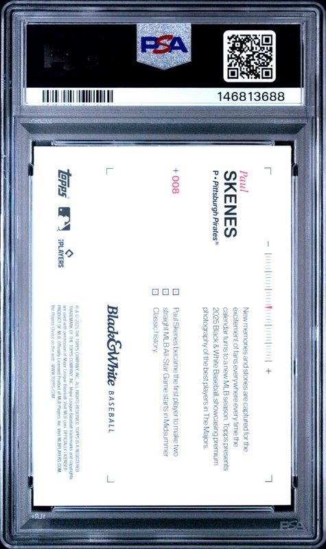 2025 Topps Black & White Paul Skenes #8 PSA 10 Gem Mint view 2