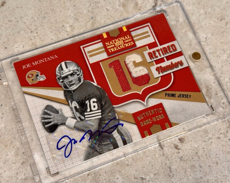 2009 National Treasures Joe Montana AUTO GAME USED Prime Jersey Patch /10 49ers view 2
