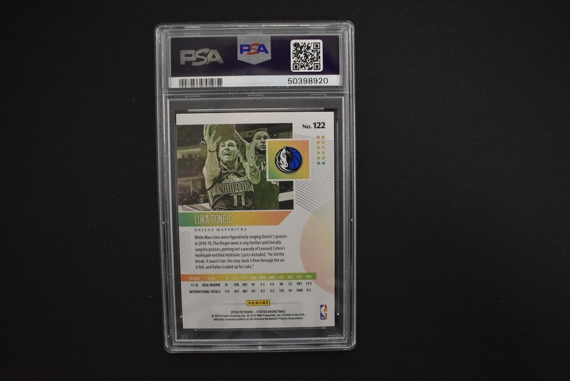 Luka Doncic 2018 Panini Status #122 RC Rookie Mavericks PSA 9 Mint view 2