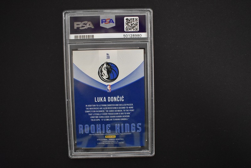 Luka Doncic 2018 Panini Donruss Rookie Kings #20 RC Rookie Mavericks PSA 9 Mint view 2