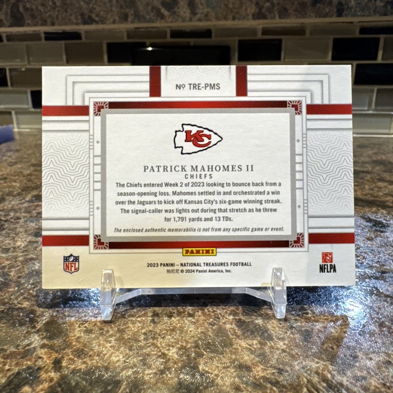 2023 National Treasures Patrick Mahomes II Patch /49 Tremendous Treasures view 2