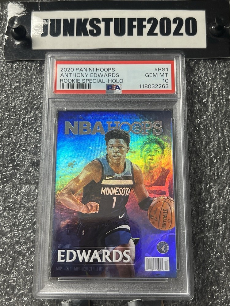 2020-21 NBA Hoops Anthony Edwards PSA 10 SP Silver Holo Rookie Special Rare rs1