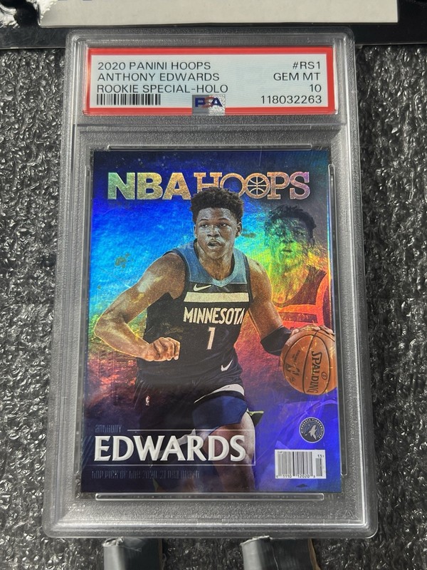 2020-21 NBA Hoops Anthony Edwards PSA 10 SP Silver Holo Rookie Special Rare rs1 view 2