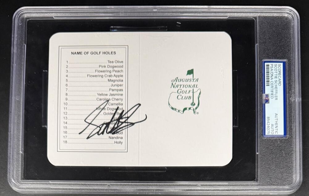 Scottie Scheffler Masters Scorecard Encapsulated Signed Autograph PSA/DNA COA C