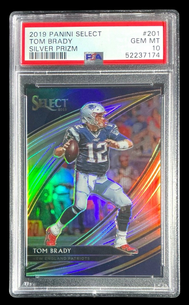 2019 panini select #201 tom brady; silver SP field level prizm PSA 10  (GEM)