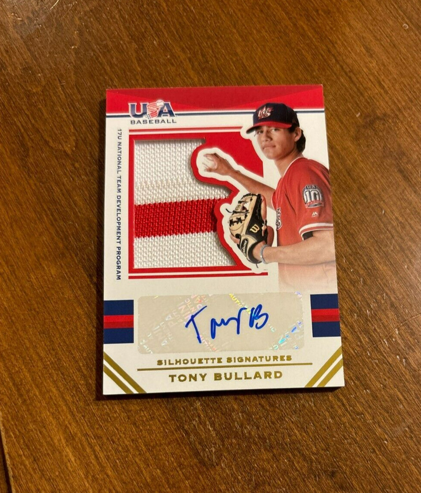 Tony Bullard 2017 USA Baseball Silhouette Auto Game Patch Marlins Arizona /25