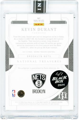 Kevin Durant Nets Signed 2022 Panini National Treasures Notable #NN-KVD 1/1 Card view 2