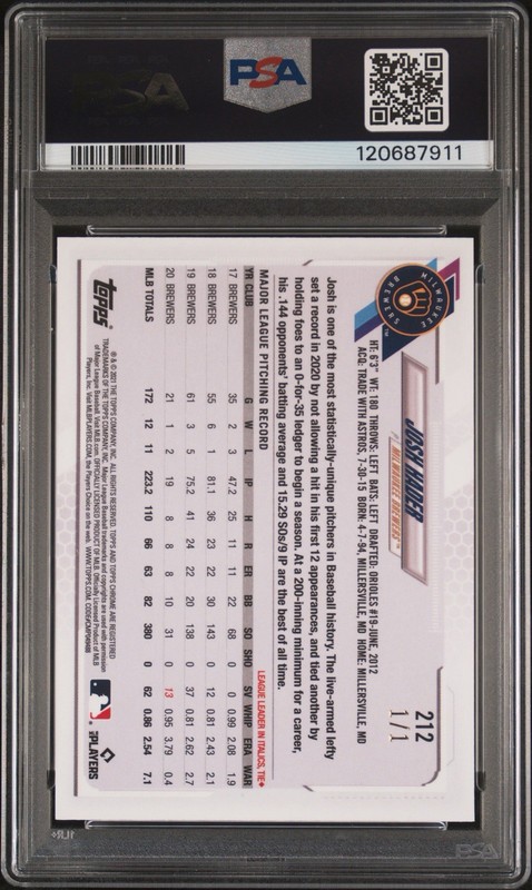 Josh Hader 2021 Topps Chrome BB SUPERFRACTOR 1/1 PSA 10 GEM MINT Brewers 1 OF 1 view 2