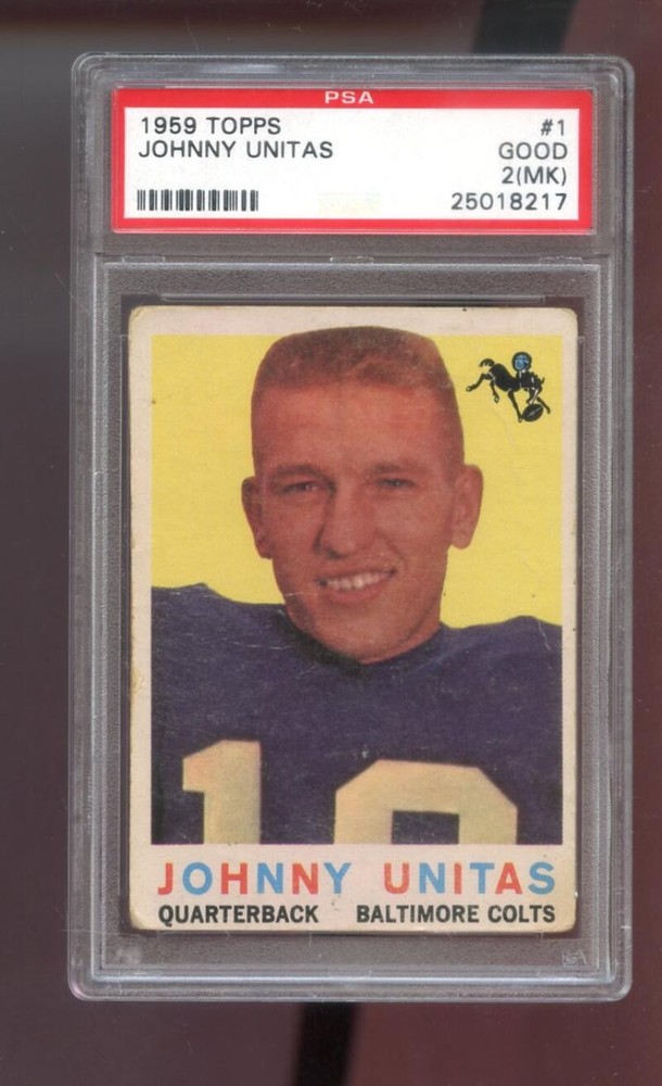 1959 Topps #1 Johnny Unitas John Unitas PSA 2 (MK) Graded Football Card Colts