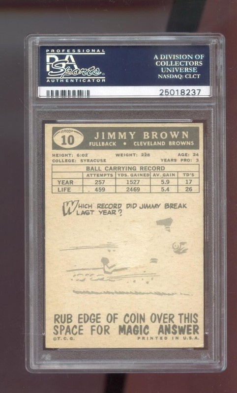 1959 Topps #10 Jimmy Brown Jim Brown PSA 2 Graded Football Card Cleveland Browns view 2