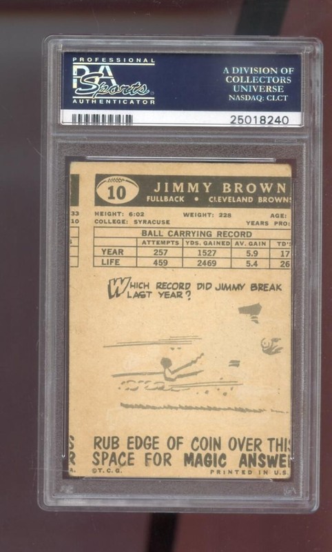 1959 Topps #10 Jimmy Brown Jim Brown PSA 3 (MC) Graded Football Card Cleveland view 2