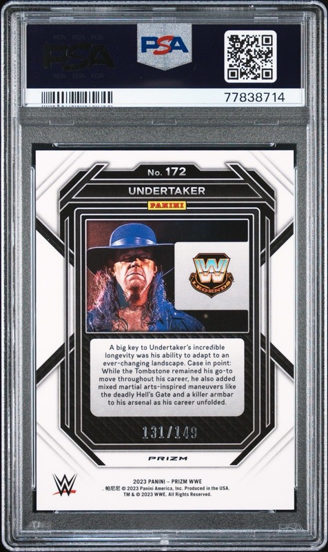2023 PANINI PRIZM WWE UNDERTAKER PURPLE PRIZM /149 PSA 10 GEM MINT *LOW POP* view 2