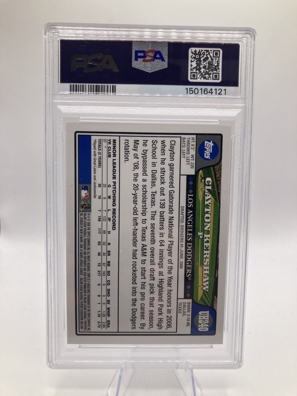 2008 Topps Updates & Highlights - Clayton Kershaw #UH240 (RC) - PSA 8 view 2