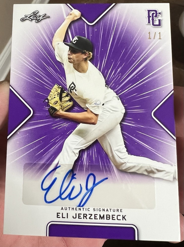 2021 Leaf Perfect Game National Showcase Purple Eli Jerzembeck Auto 1/1