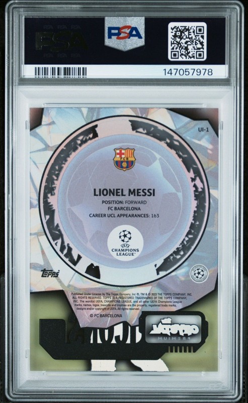 Lionel Messi 2023-24 Topps Crystal Premium UCL Icons PSA 10 #UIL view 2