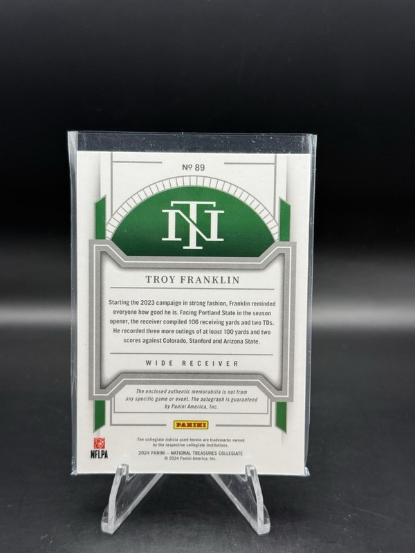 2024 Panini National Treasures Troy Franklin 1/1 🔥 Patch AUTO MEM  Oregon Ducks view 2