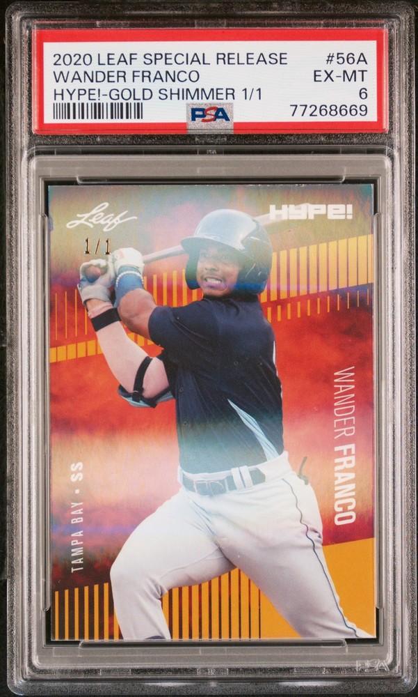 Wander Franco 2020 Leaf HYPE! #56A Rookie Card Gold Shimmer 1/1 PSA EX-MT 6
