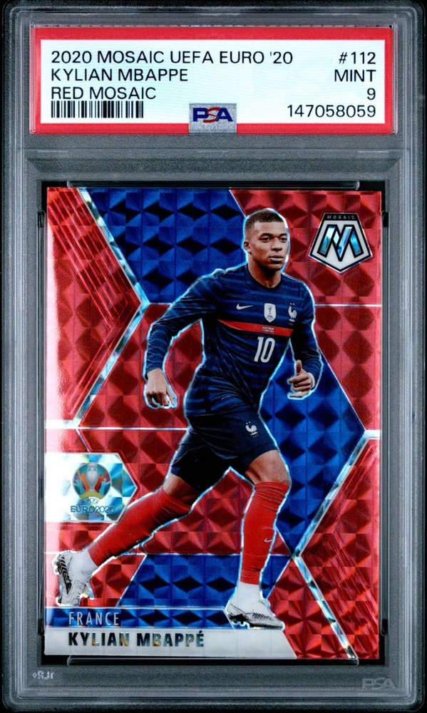 Kylian Mbappe 2020 Mosaic UEFA Euro Red Mosaic Prizm PSA 9 #112
