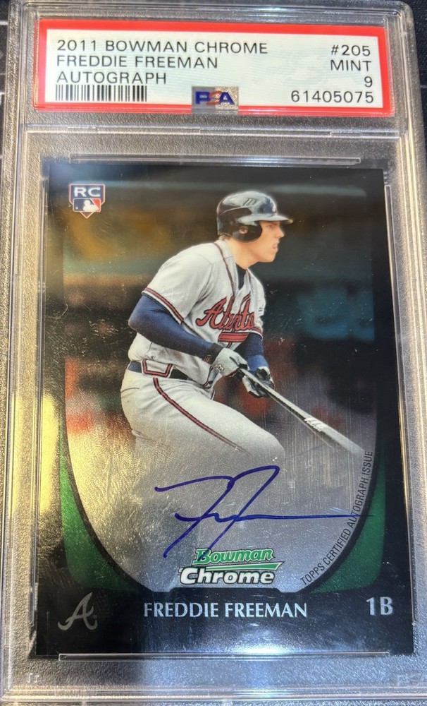 2011 Bowman - Freddie Freeman #205 Chrome Rookie Autographs (AU, RC) PSA 9 Mint