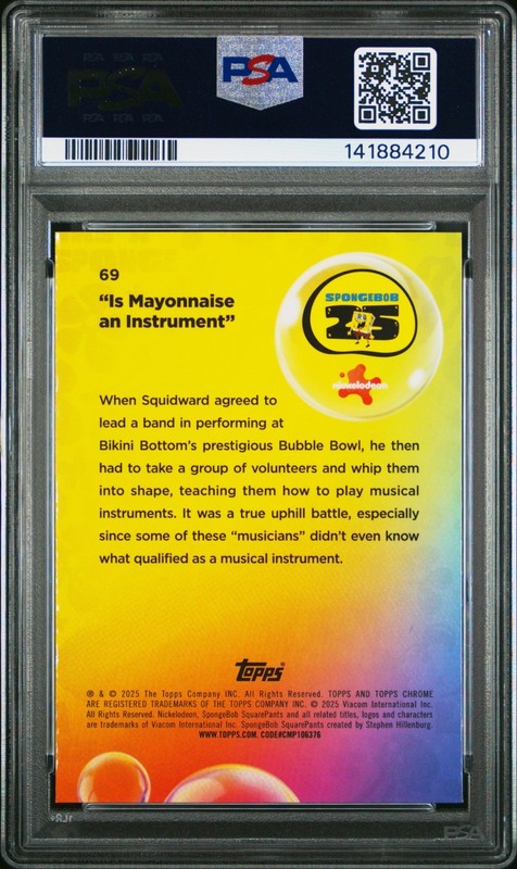 2025 Topps Chrome SpongeBob Is Mayonnaise an Instrument Kelp Green PSA 9 POP 2 view 2