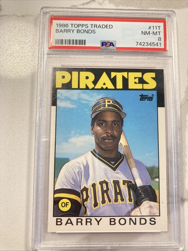 1986 Topps Traded Barry Bonds #11T (RC) PSA 8 NM-MT view 1