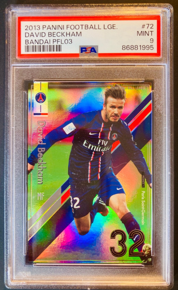 2013 BANDAI PANINI FOOTBALL LEAGUE PFL 03 DAVID BECKHAM PSG REFRACTOR PSA 9 MINT