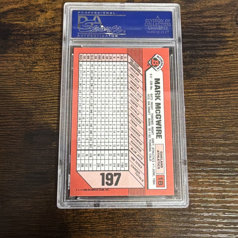 1989 Bowman Tiffany Mark McGwire PSA 10 view 2