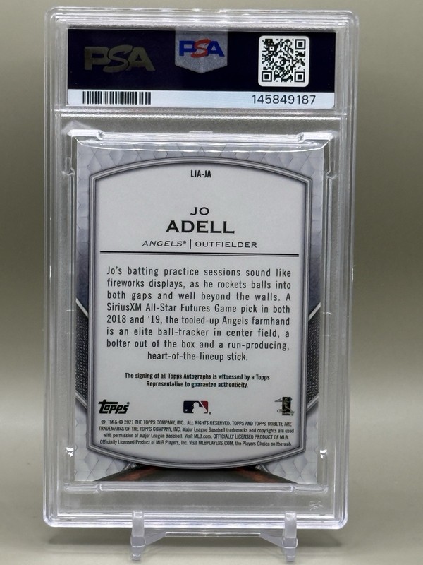 2021 Topps Tribute Jo Adell Rookie Auto Orange #23/25 PSA 10 Gem Mint RC view 2