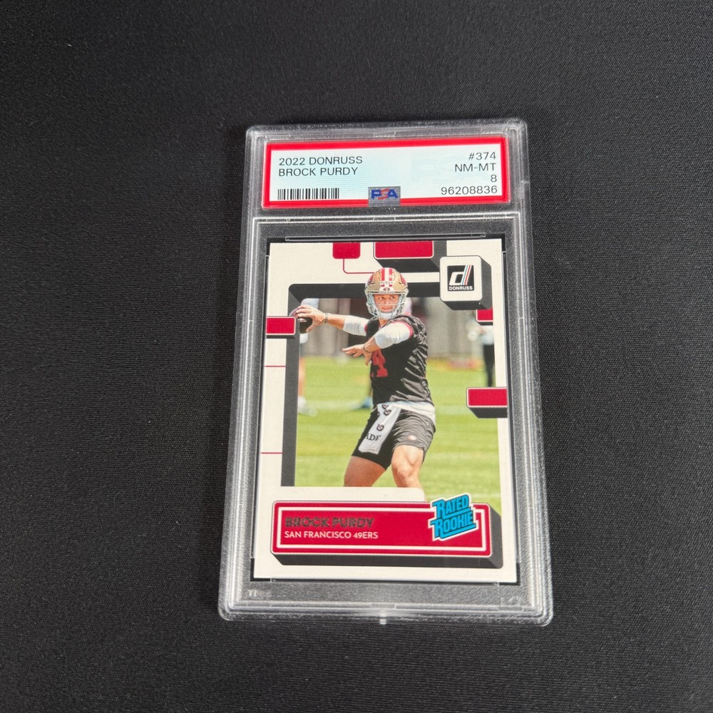 Brock Purdy #374 PSA 8 2022 Donruss Rated Rookie Card San Francisco 49ers base