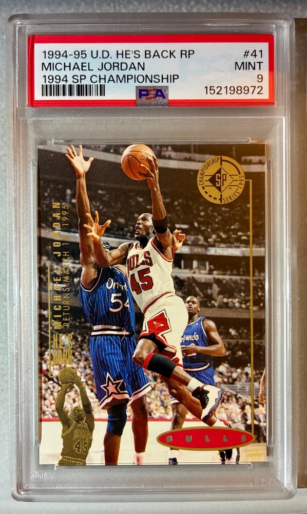 1994 UD SP Championship #41 He's Back Michael Jordan JSY 45 *BULLS* PSA 9