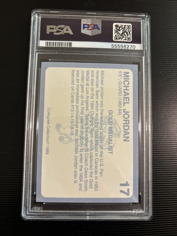 1989 COLLEGIATE COLLECTION NORTH CAROLINA #17 MICHAEL JORDAN PSA 9 view 2