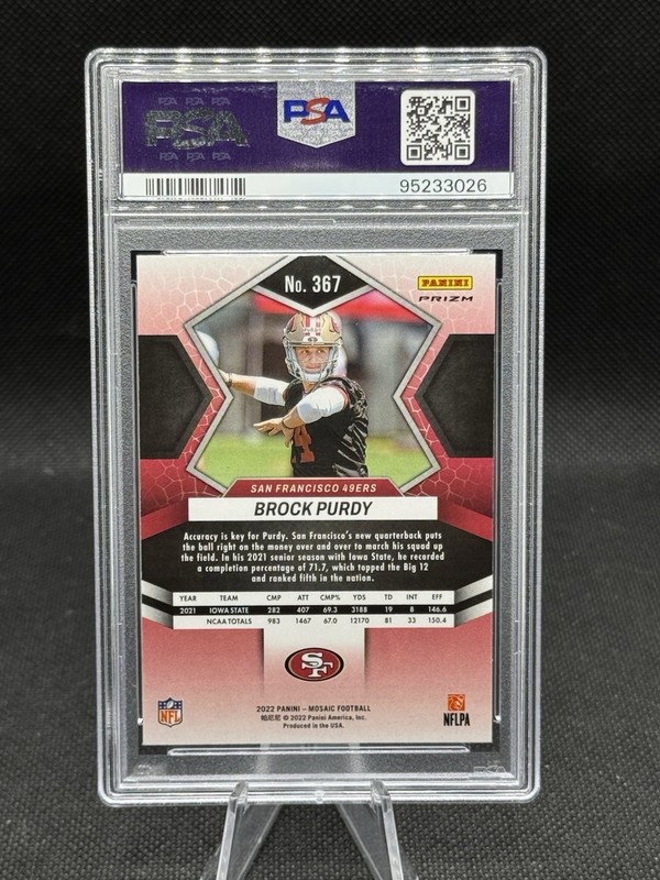 🔥ROOKIE! 2022 Mosaic Reactive Orange Brock Purdy PSA 9🔥 view 2