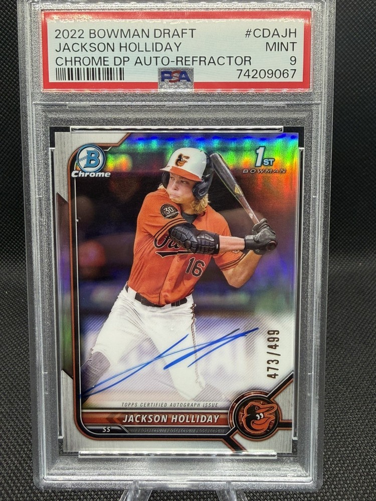 2022 BOWMAN DRAFT CHROME DP REFRACTOR JACKSON HOLLIDAY AUTO /499 PSA  ORIOLES ⚾️