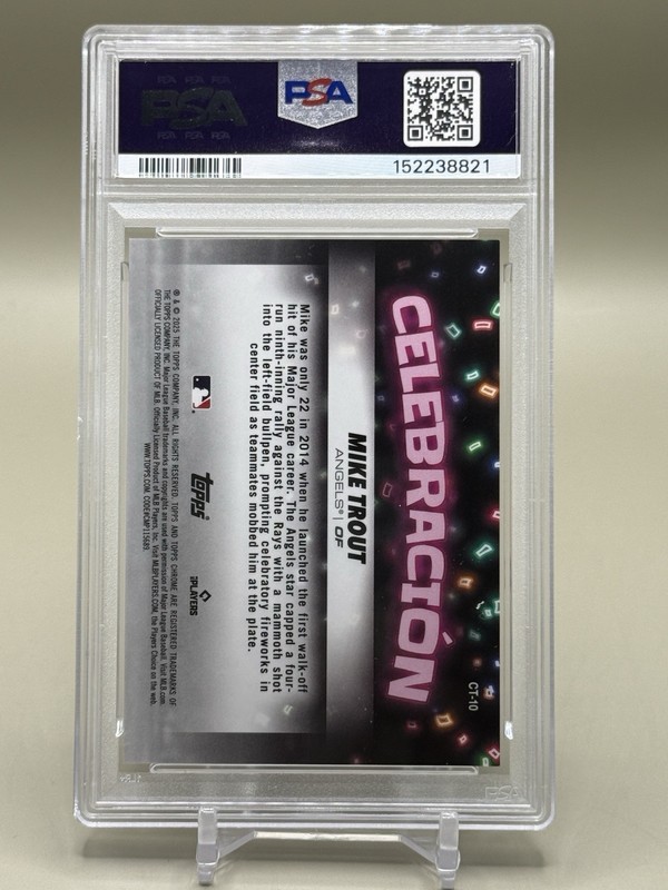 2025 Topps Chrome Update Mike Trout Celebracion PSA 9 Mint view 2