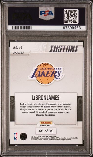 Lebron James 2021 Panini Instant Red /99 PSA 10 #141 Lakers All Star view 2