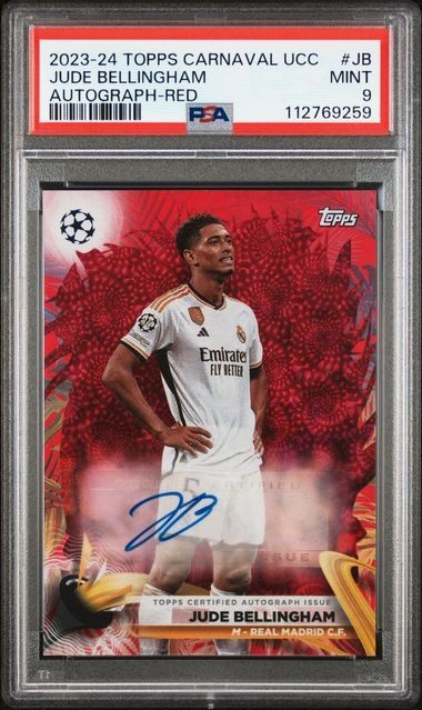 Jude Bellingham 2023-24 Topps Carnaval UCC Red Auto /5 PSA 9 #JB