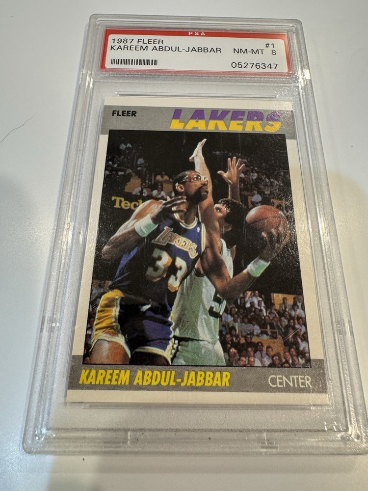 1987 FLEER #1 KAREEM ABDUL JABBAR - PSA 8