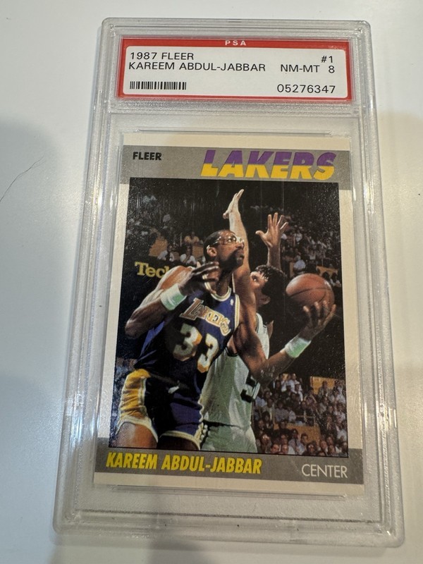 1987 FLEER #1 KAREEM ABDUL JABBAR - PSA 8 view 2