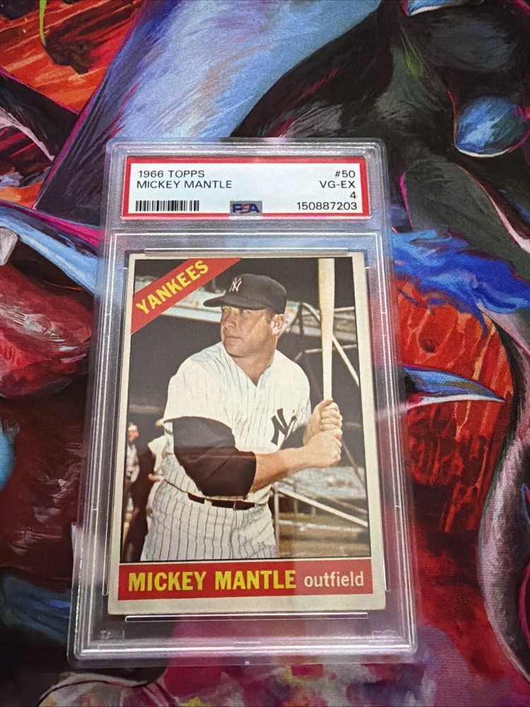 BB - 1966 Topps - #50 - Mickey Mantle  - PSA 4 - VG-EX