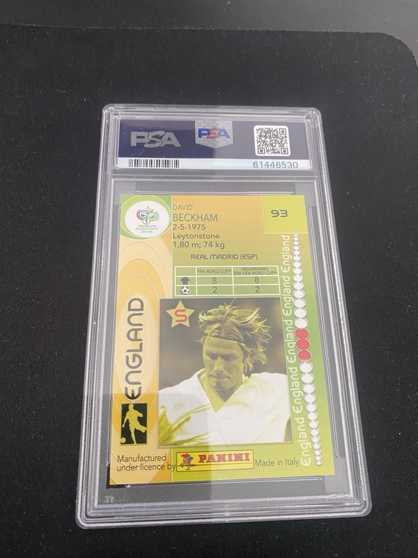 2006 Panini FIFA World Cup David Beckham Foil #93 PSA 8 view 2
