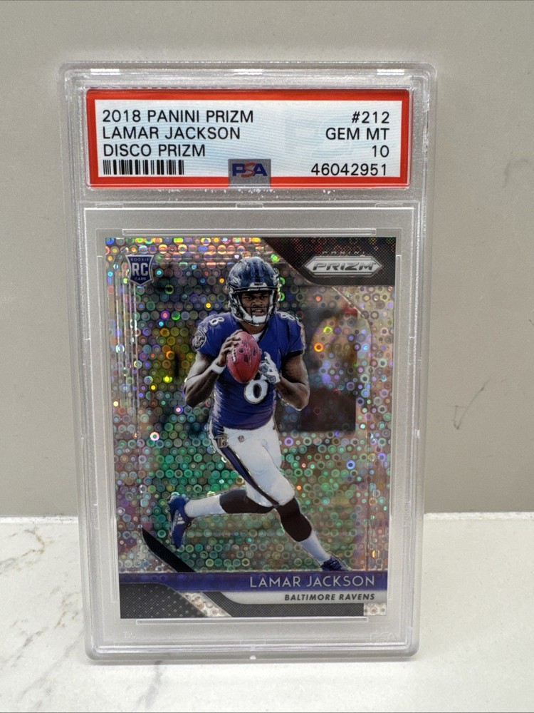 Lamar Jackson 2018 Panini Prizm Disco #212 ROOKIE RC RAVENS PSA 10 GEM MINT