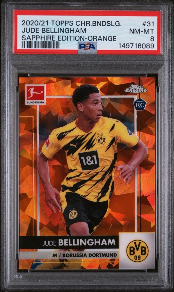 2020-21 Topps Chrome Bundesliga Sapphire - Jude Bellingham Orange PSA 8 Rookie