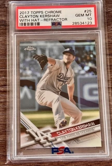 2017 TOPPS CHROME #25 CLAYTON KERSHAW WITH HAT - REFRACTOR - GEM MINT PSA 10