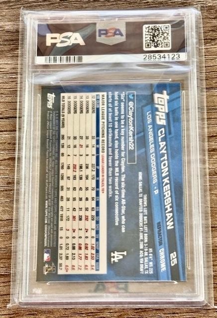 2017 TOPPS CHROME #25 CLAYTON KERSHAW WITH HAT - REFRACTOR - GEM MINT PSA 10 view 2