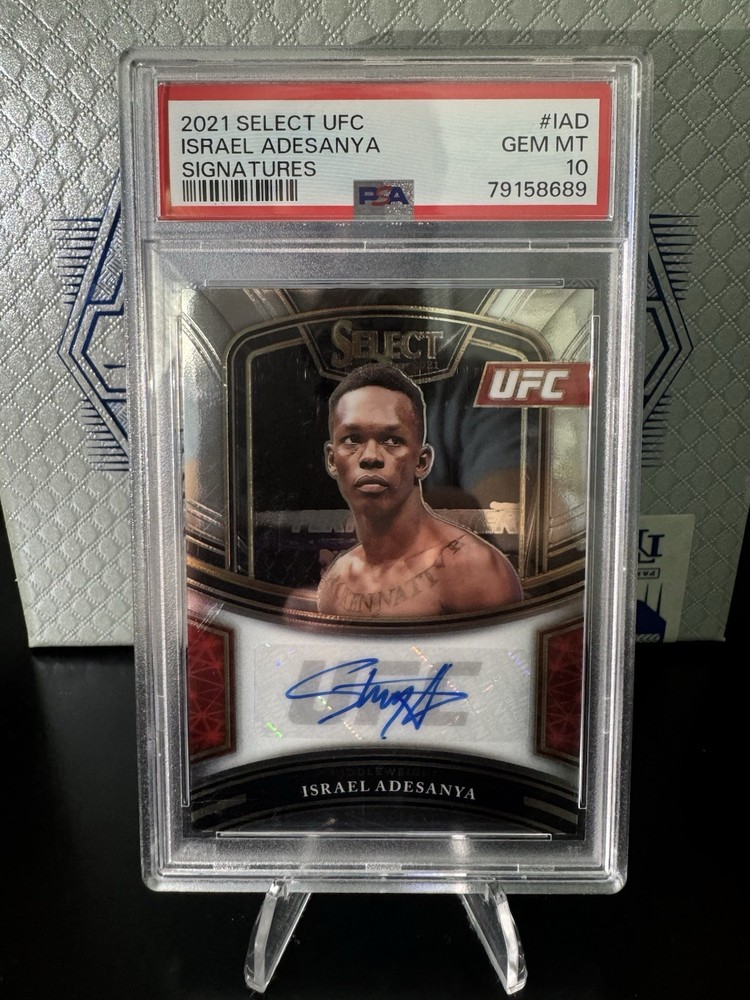 Israel Adesanya Auto 2021 Select UFC Signatures Auto Autograph /99 SG-IAD PSA 10