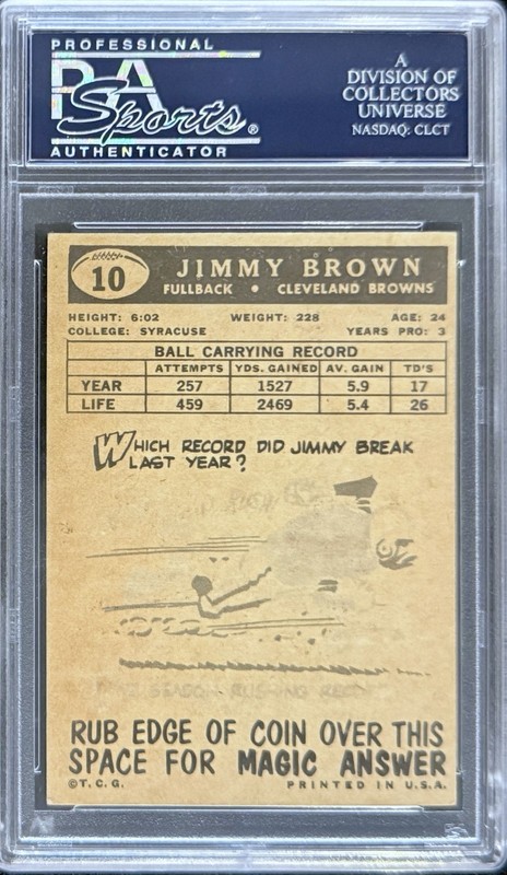 1959 Topps - Jim Brown #10 - PSA 4 view 2