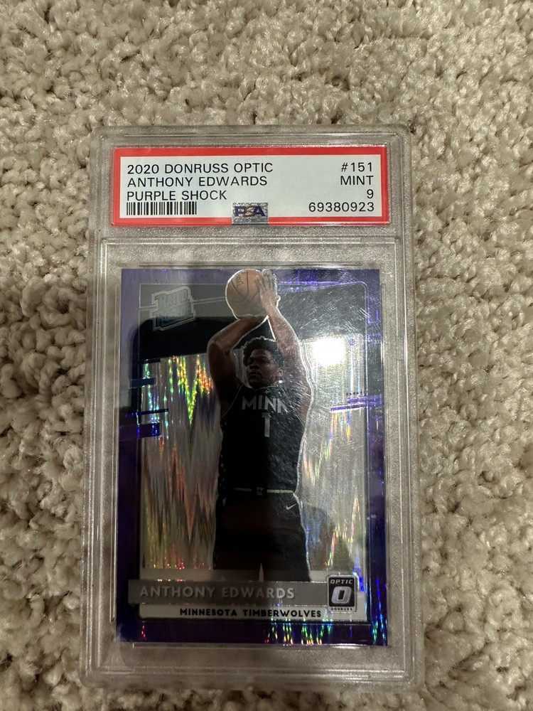 2020-21 Donruss Optic Purple Shock Prizm #151 Anthony Edwards RC Rookie PSA 9